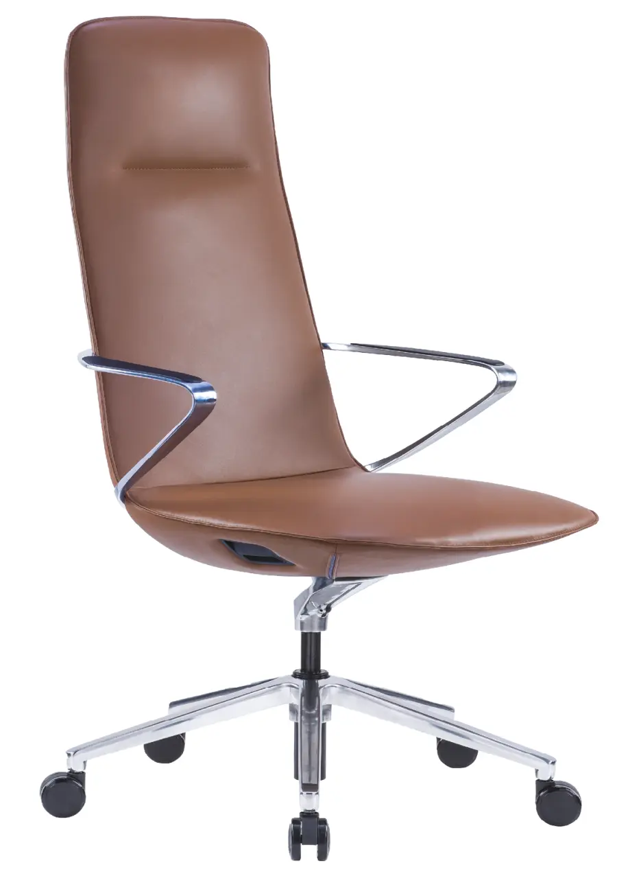 AURA LUX - AL, křeslo kancelářské, kříž ALU, hnědá kůže